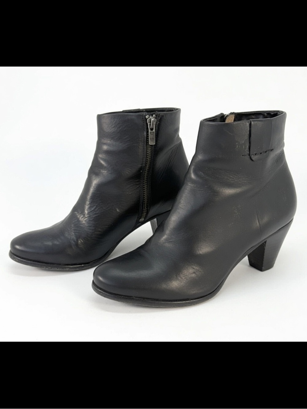 FRYE Phoebe Bootie Women's Side Zipper, Black Leather Ankle Boot Size 7.5
